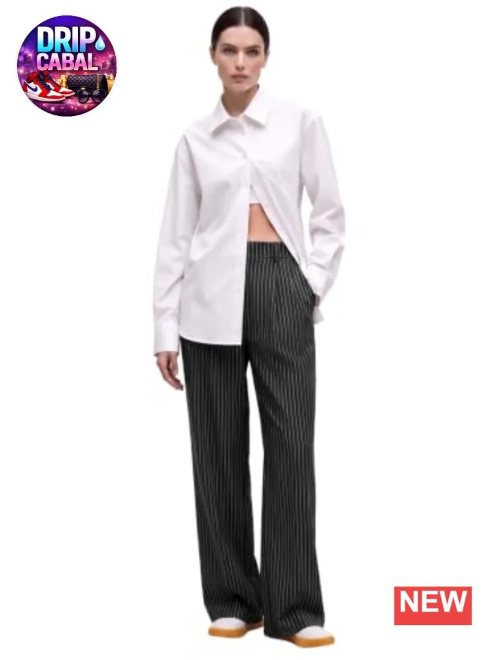 High Waisted Pinstripe Wide Leg Slacks for Women Business Casual Dress Pants